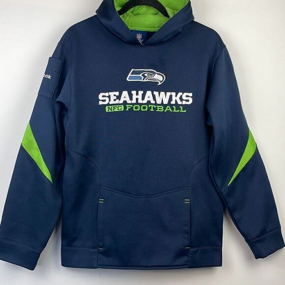 Reebok Men's On Field Seattle Seahawks NFC Football Hoodie Jacket Blue Large - Picture 1 of 11